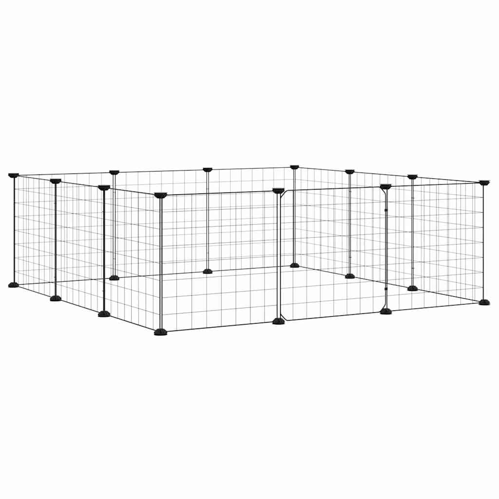 Vidaxxl cage pour animaux avec 12 panneaux et porte, acier noir 35x35 cm