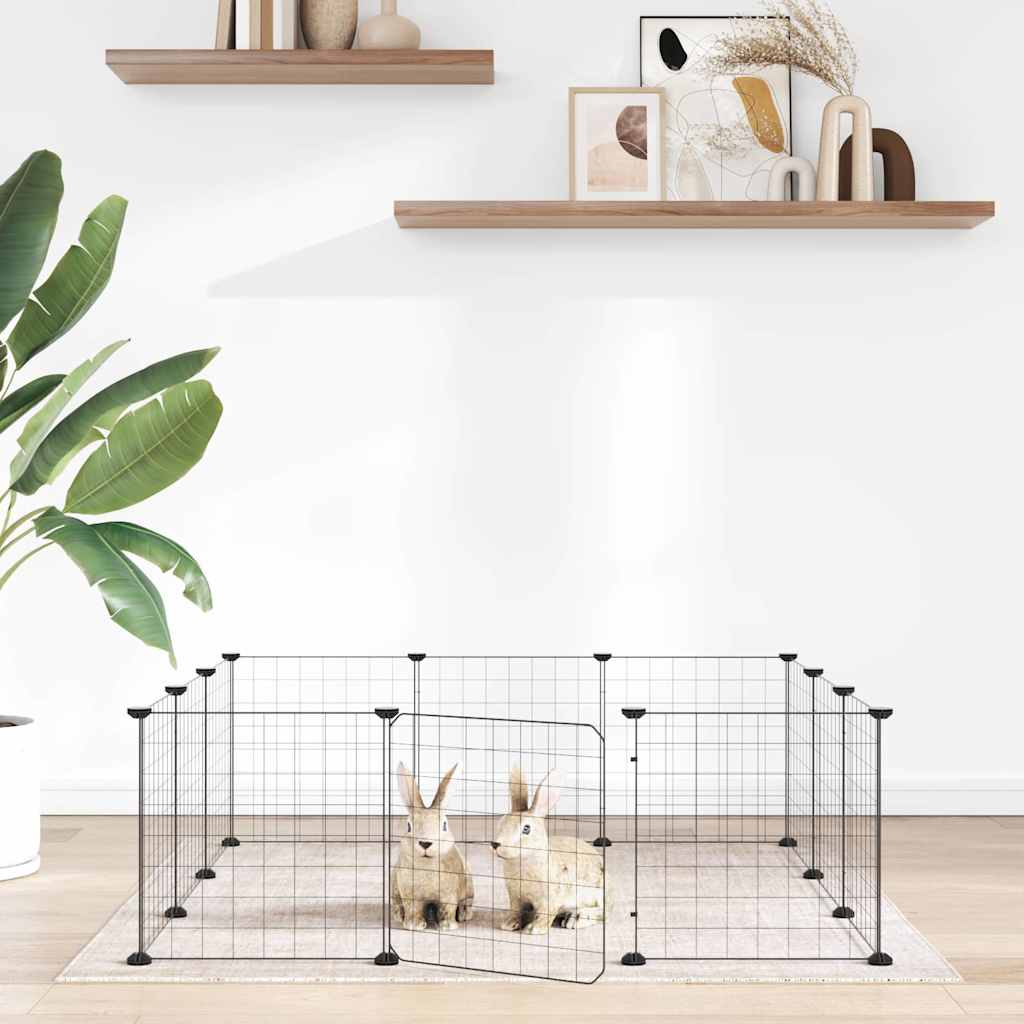 Vidaxxl cage pour animaux avec 12 panneaux et porte, acier noir 35x35 cm