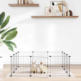 Vidaxxl cage pour animaux avec 12 panneaux et porte, acier noir 35x35 cm