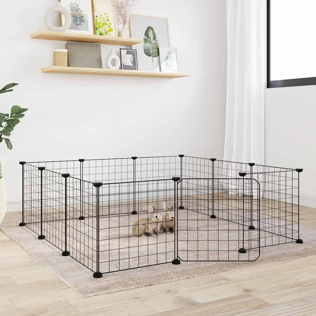 Vidaxl Pets Cage z vrati 12 plošč 35x35 cm jeklena črna