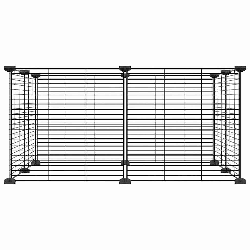 Vidaxl huisdierenkooi met 8 panelen 35x35 cm staal zwart