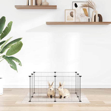 VidaXL cage pour animaux de compagnie avec 8 panneaux, noir, 35x35 cm, acier