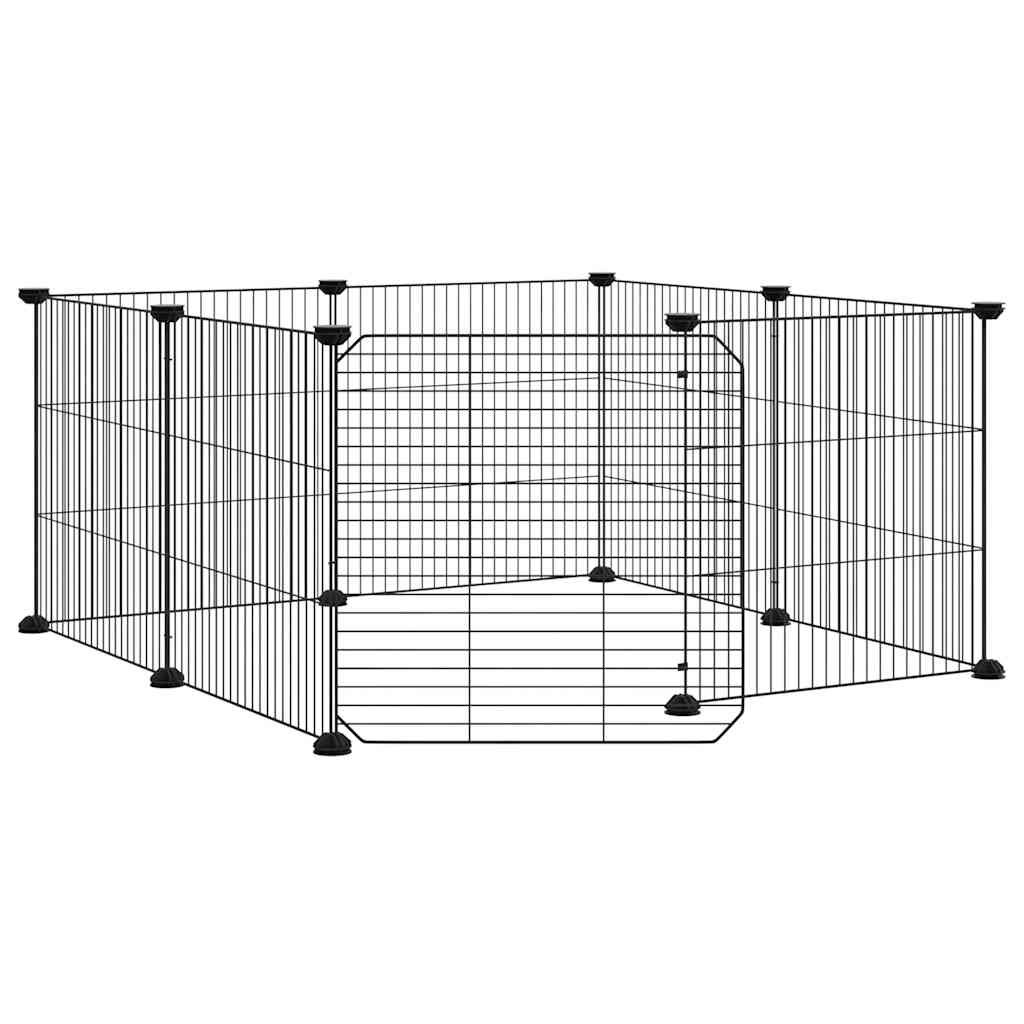 Cage pour animaux VidaXL avec 8 panneaux et porte, acier noir 35x35 cm