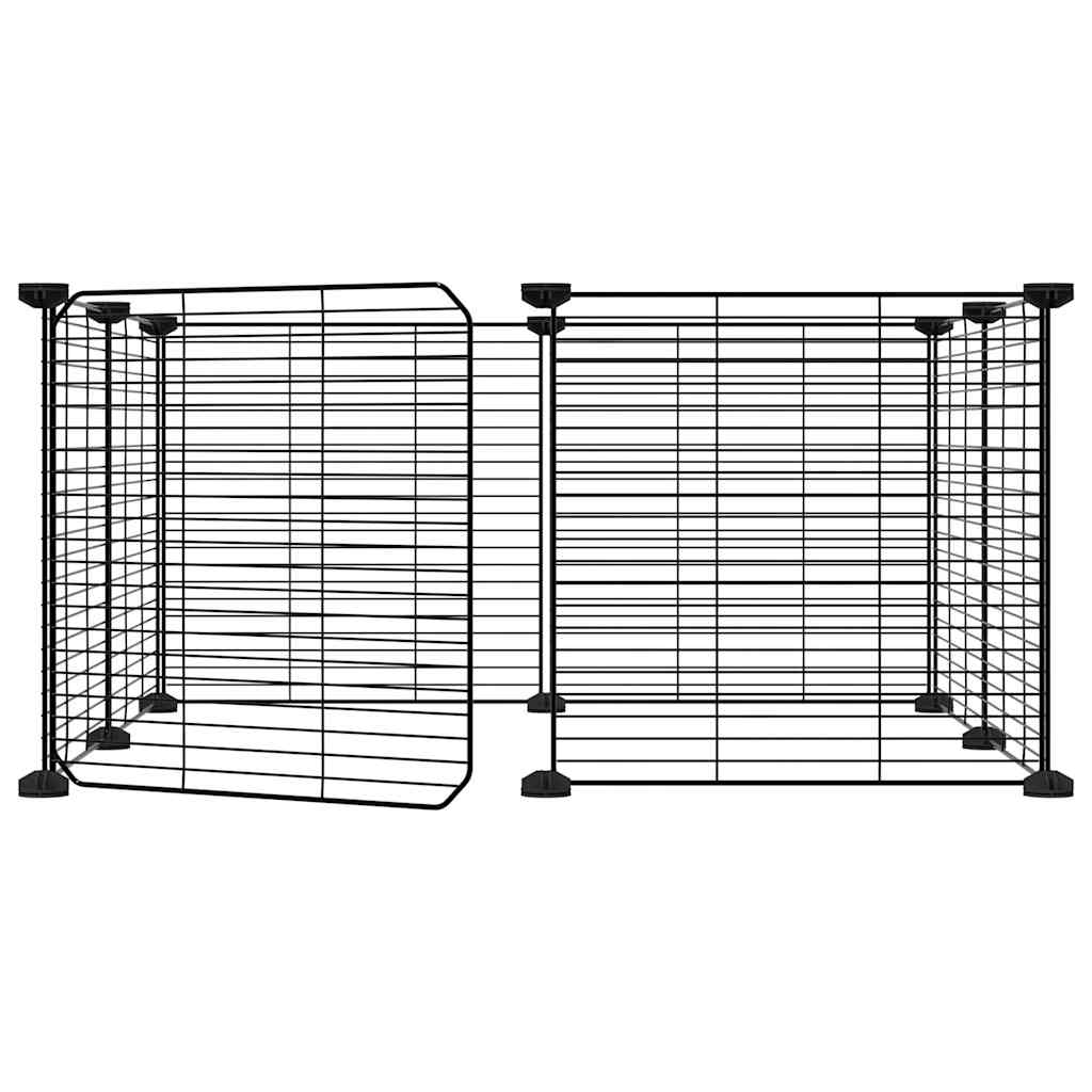 Vidaxl Petts Cage avec porte 8 panneaux 35x35 cm en acier noir