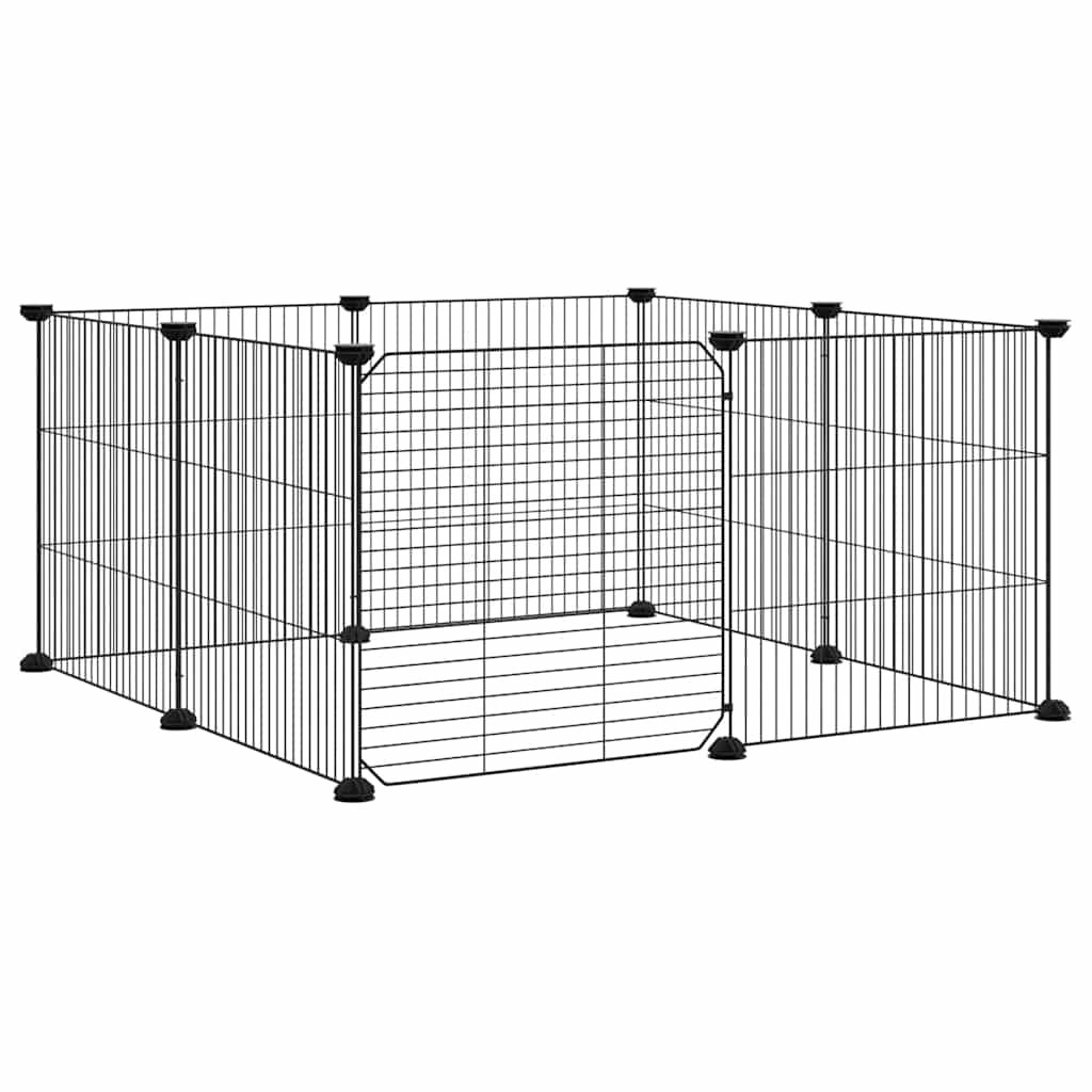 Cage pour animaux VidaXL avec 8 panneaux et porte, acier noir 35x35 cm