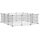 Vidaxxl cage pour animaux avec 12 panneaux et porte, acier noir 35x35 cm