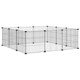 Vidaxxl cage pour animaux avec 12 panneaux et porte, acier noir 35x35 cm