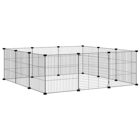 Vidaxxl cage pour animaux avec 12 panneaux et porte, acier noir 35x35 cm