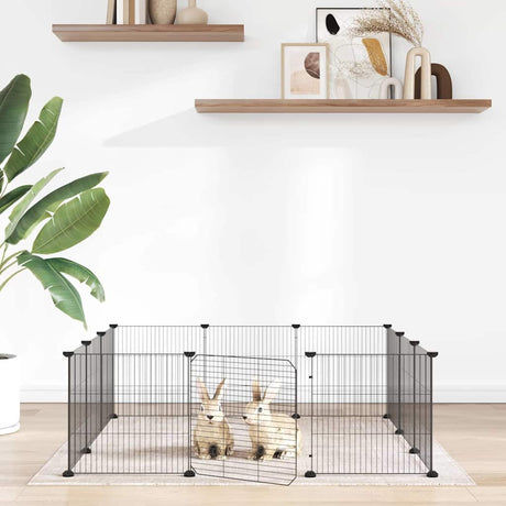 Vidaxxl cage pour animaux avec 12 panneaux et porte, acier noir 35x35 cm