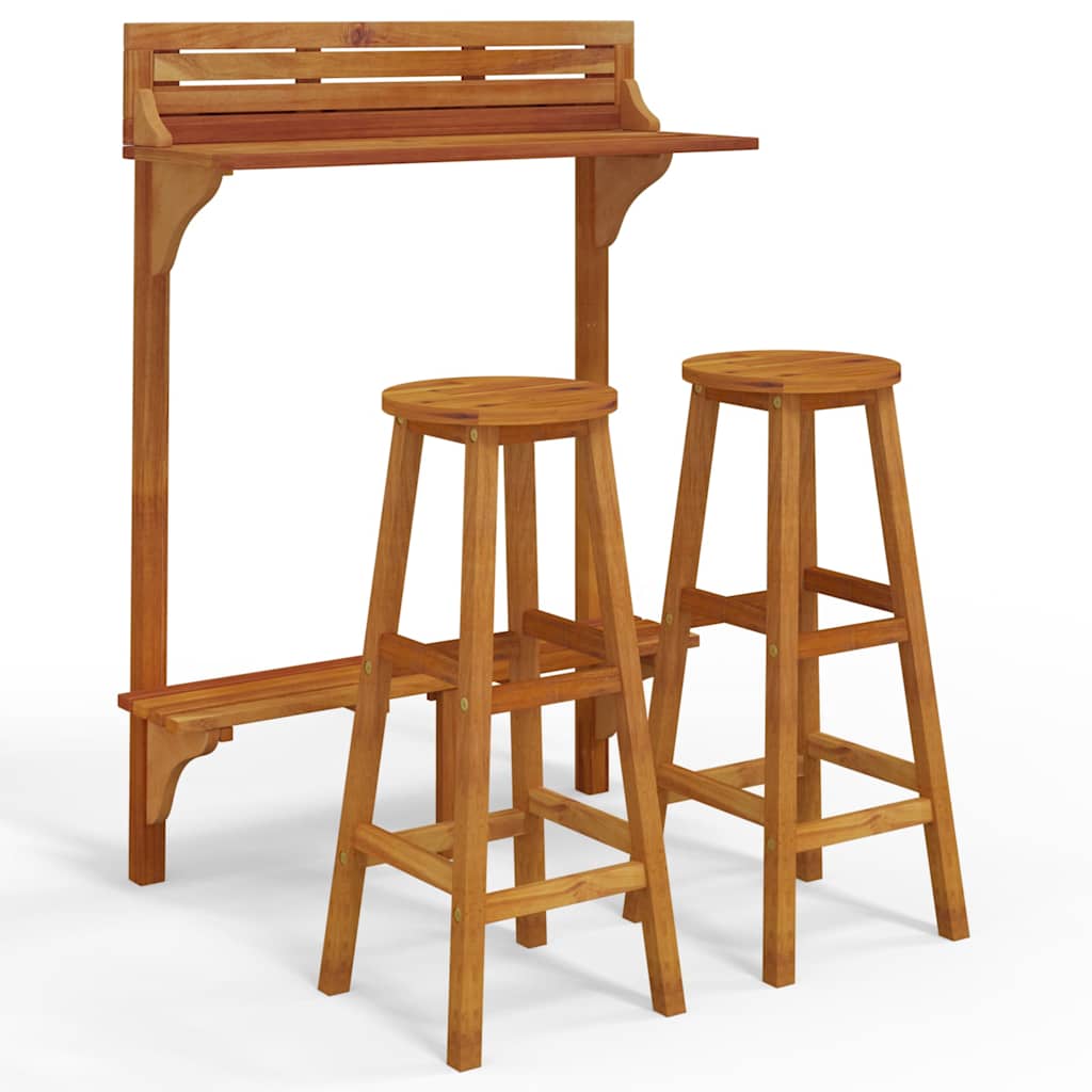 Vidaxl 3-delige balkonbarset massief acaciahout