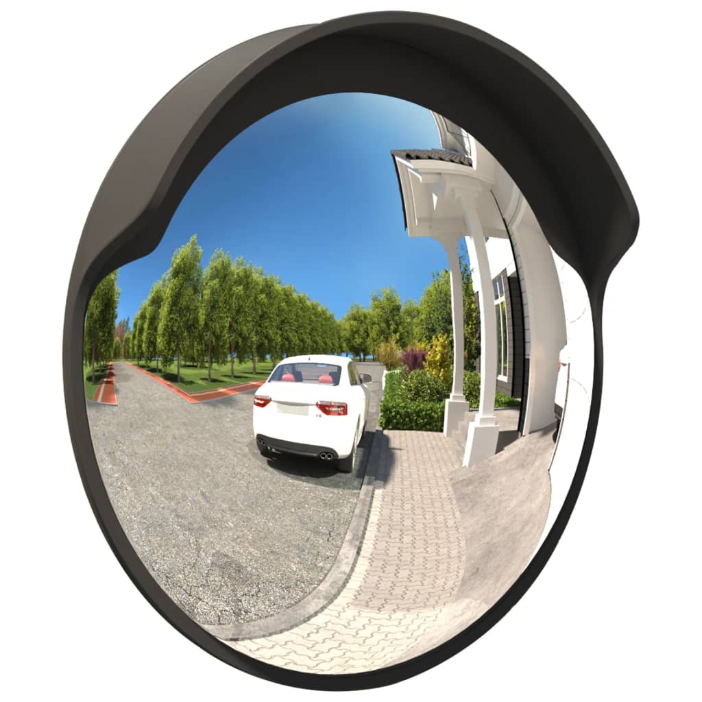 Vidaxl Miroir de trafic convexe extérieur noir Ø60 cm polycarbonate