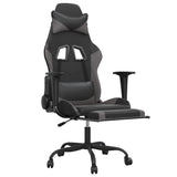 Vidaxl massage gamestoel met voetensteun kunstleer zwart en grijs