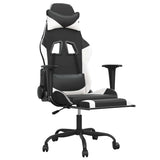 Vidaxl massage gamestoel met voetensteun kunstleer zwart wit