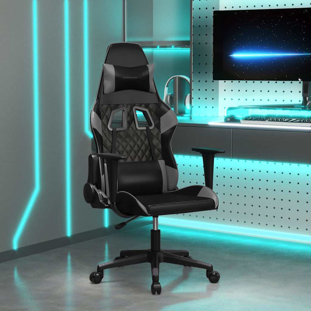 Vidaxl massage gamestoel kunstleer zwart en grijs