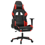 Vidaxl massage gamestoel met voetensteun kunstleer zwart en rood