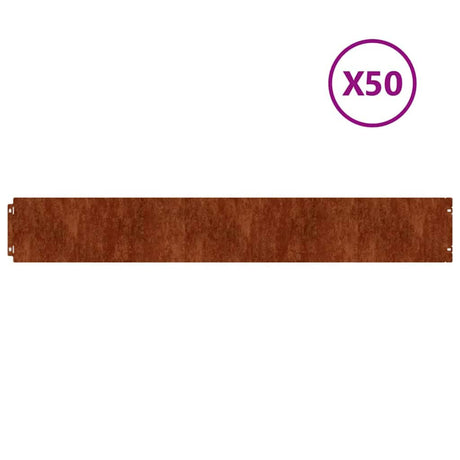 Vidaxl bordures de pelouse 50 pièces 15x103 cm flexible en acier corten