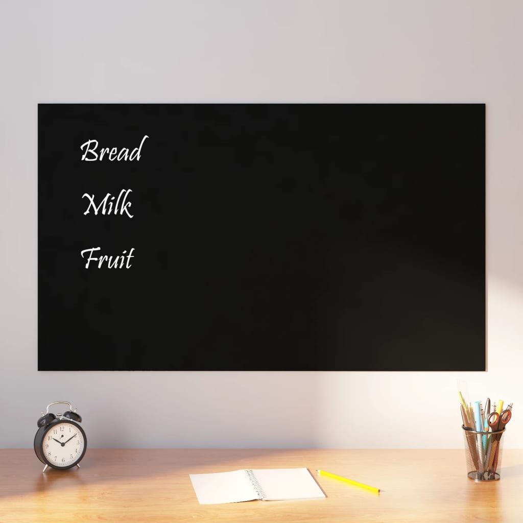 Vidaxl Magnetic Board Wall -namontovaná 100x60 cm Tempered Glass Black