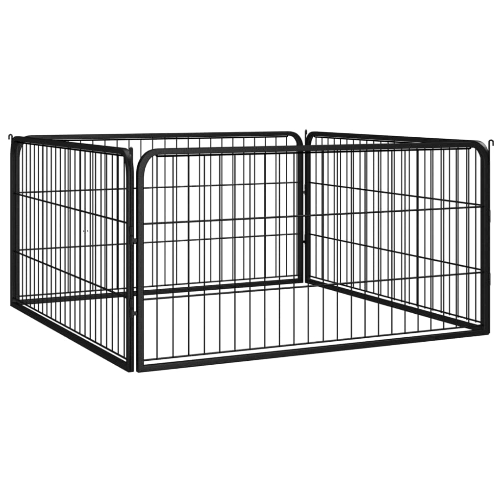 Vidaxl Dog Kennel 4 Panels 100x50 cm pulverbelagd stål svart