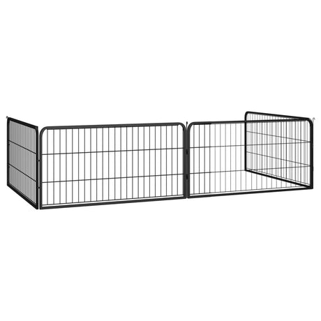 Vidaxl Dog Kennel 4 panneaux 100x50 cm en poudre - en acier noir