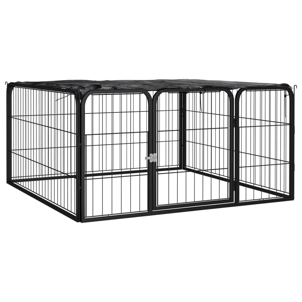 Vidaxl Dog Kennel 4 panneaux 100x50 cm en poudre - en acier noir