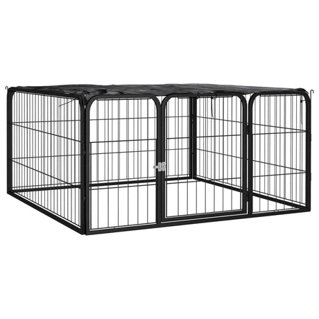 Vidaxl Dog Kennel 4 panneaux 100x50 cm en poudre - en acier noir