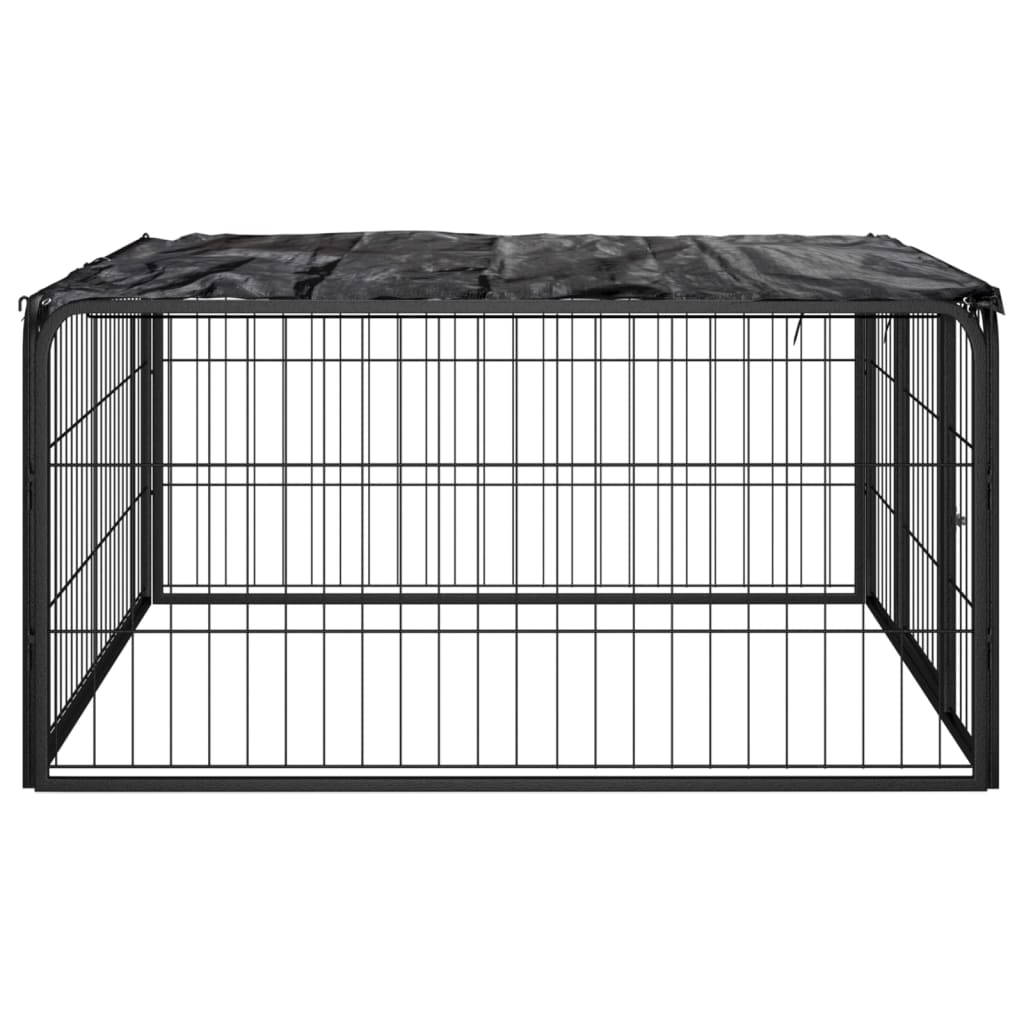 Vidaxl Dog Kennel 4 panneaux 100x50 cm en poudre - en acier noir