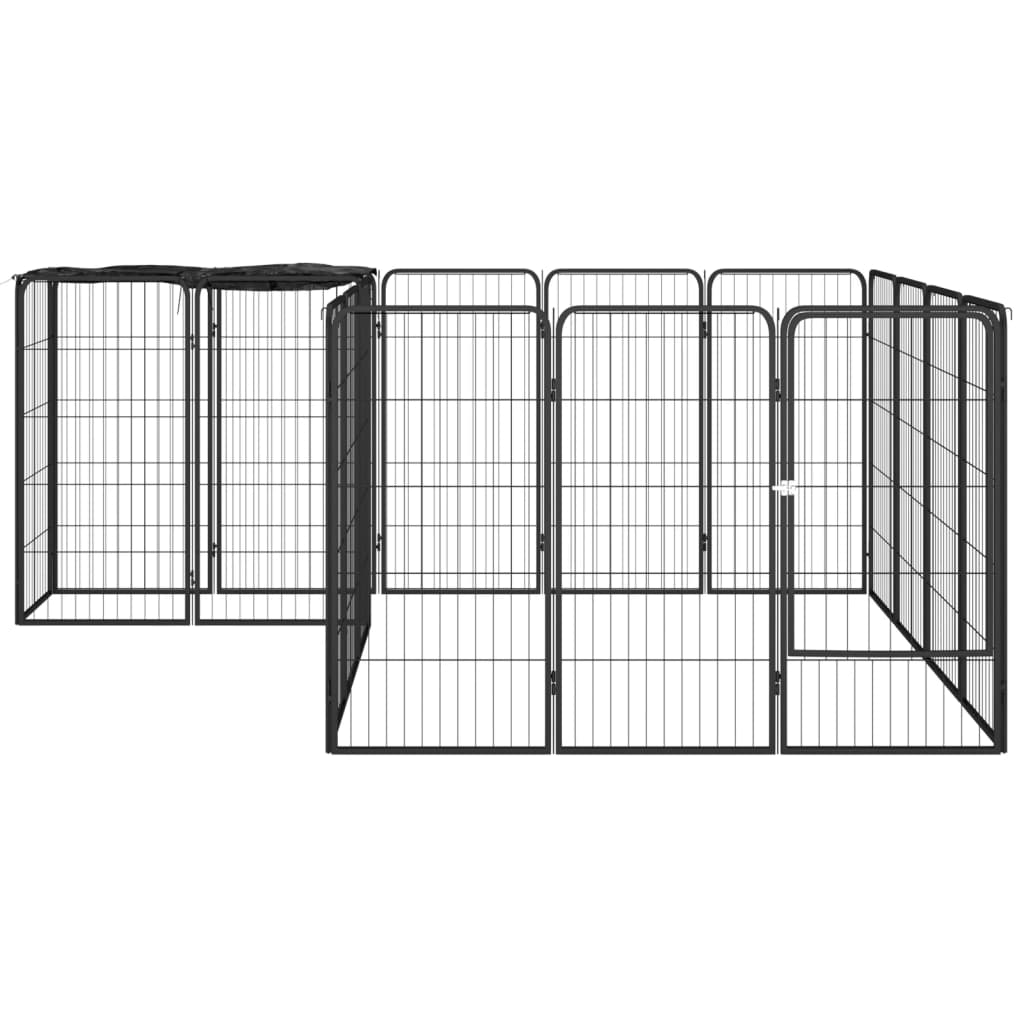 Vidaxl Dog Kennel 18 panneaux 50 x 100 cm en poudre et en acier noir