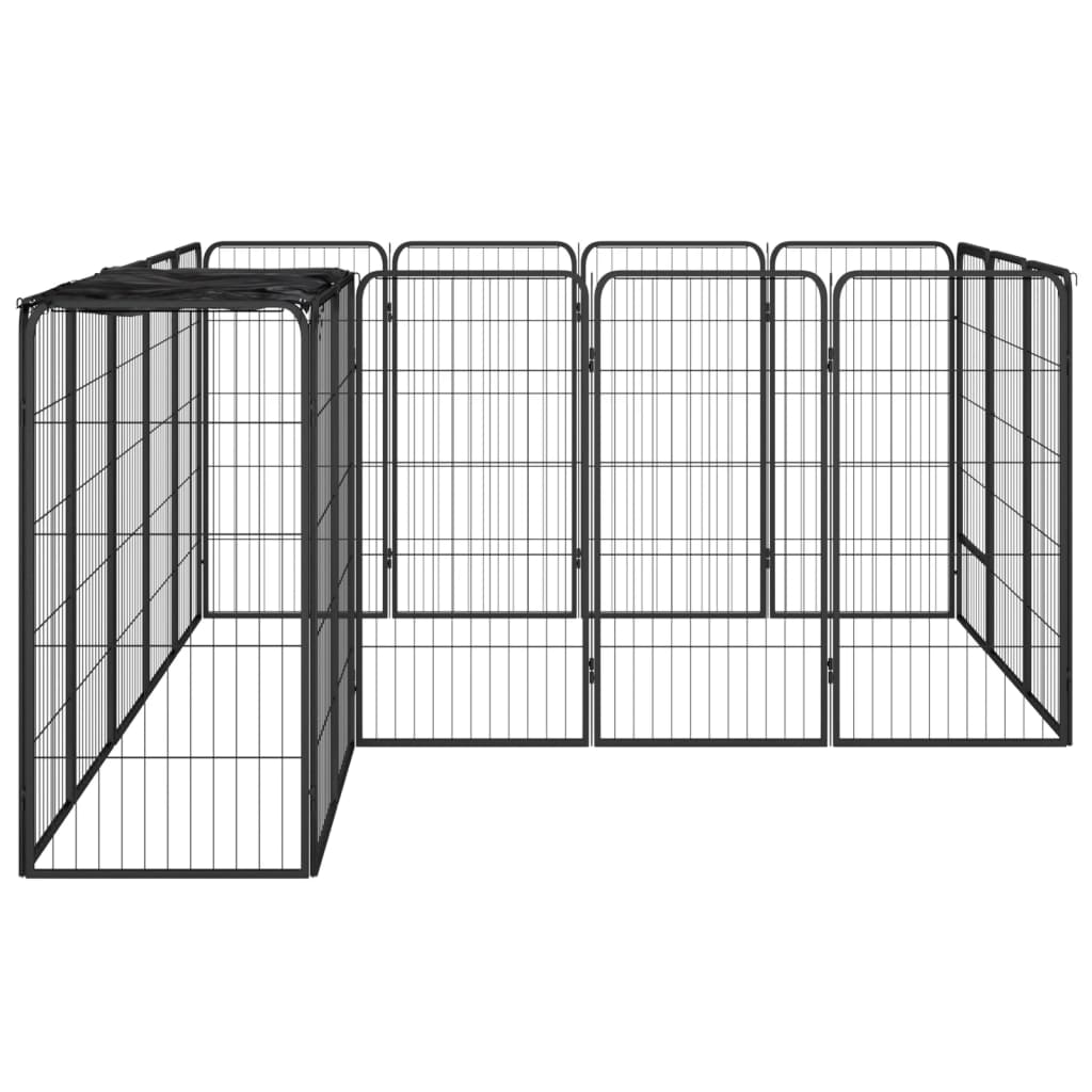 Vidaxl Dog Kennel 18 panneaux 50 x 100 cm en poudre et en acier noir