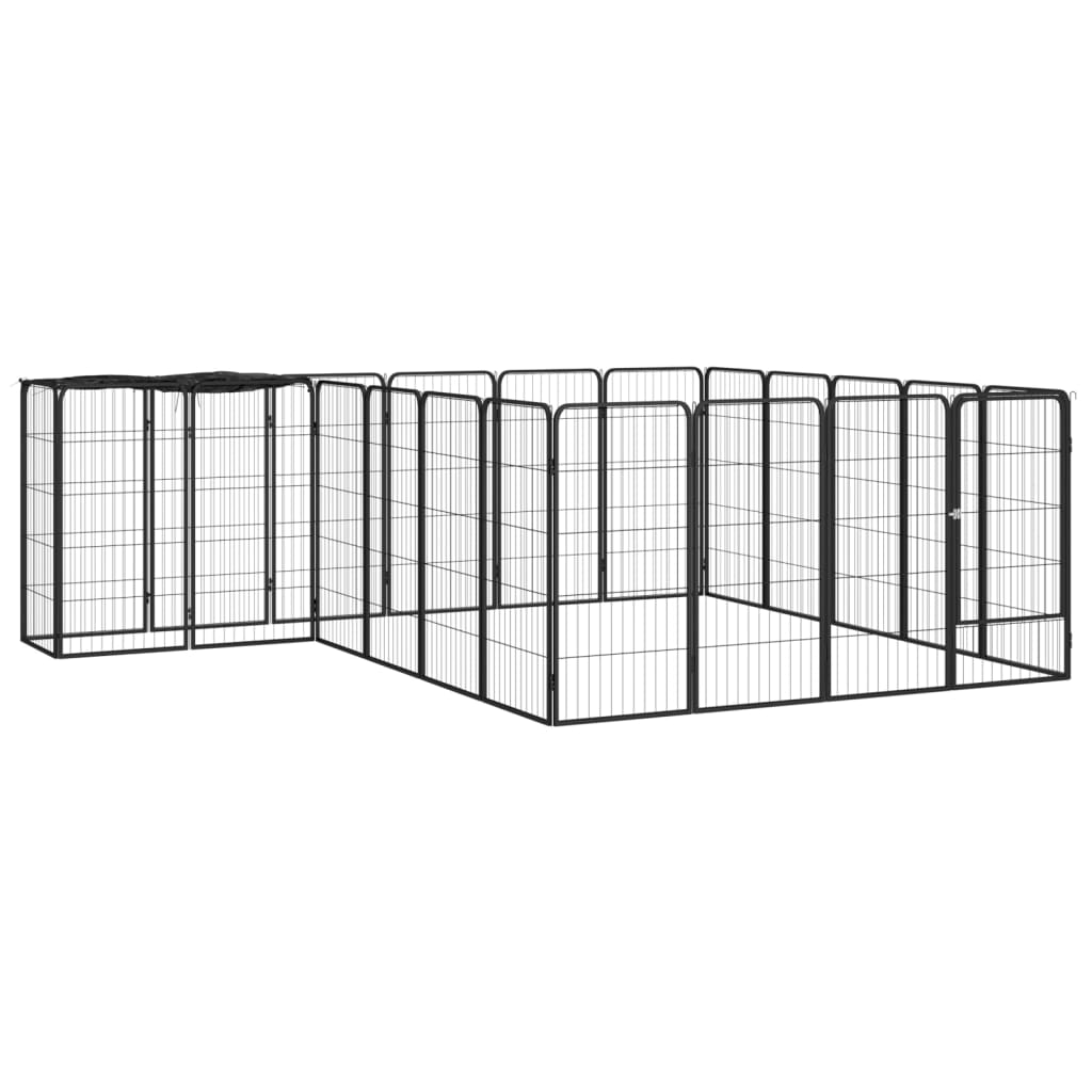 Bidaxl Dog Kennel 22 paneler 50x100 cm pulverbelagd stål svart