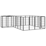 Bidaxl Dog Kennel 22 paneler 50x100 cm pulverbelagd stål svart