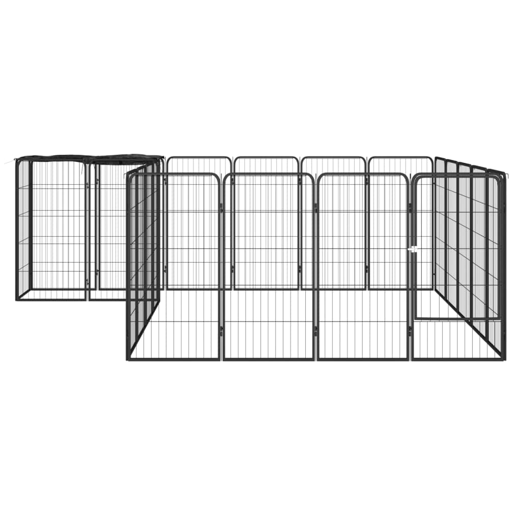 Bidaxl Dog Kennel 22 paneler 50x100 cm pulverbelagd stål svart