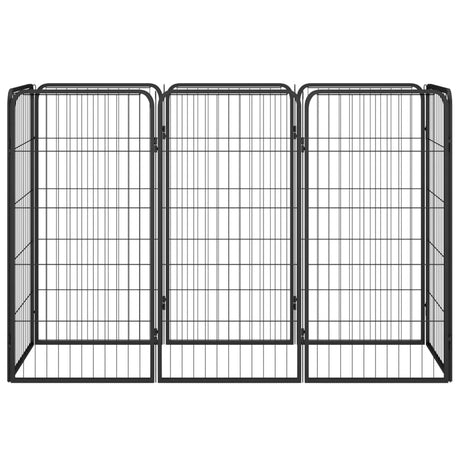 Vidaxl Dog Kennel 8 panneaux 50x100 cm en poudre - acier en acier noir