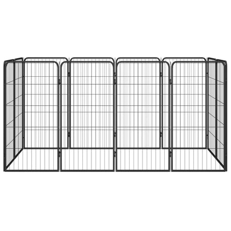Vidaxl Dog Kennel 12 panneaux 50 x 100 cm en poudre et en acier noir