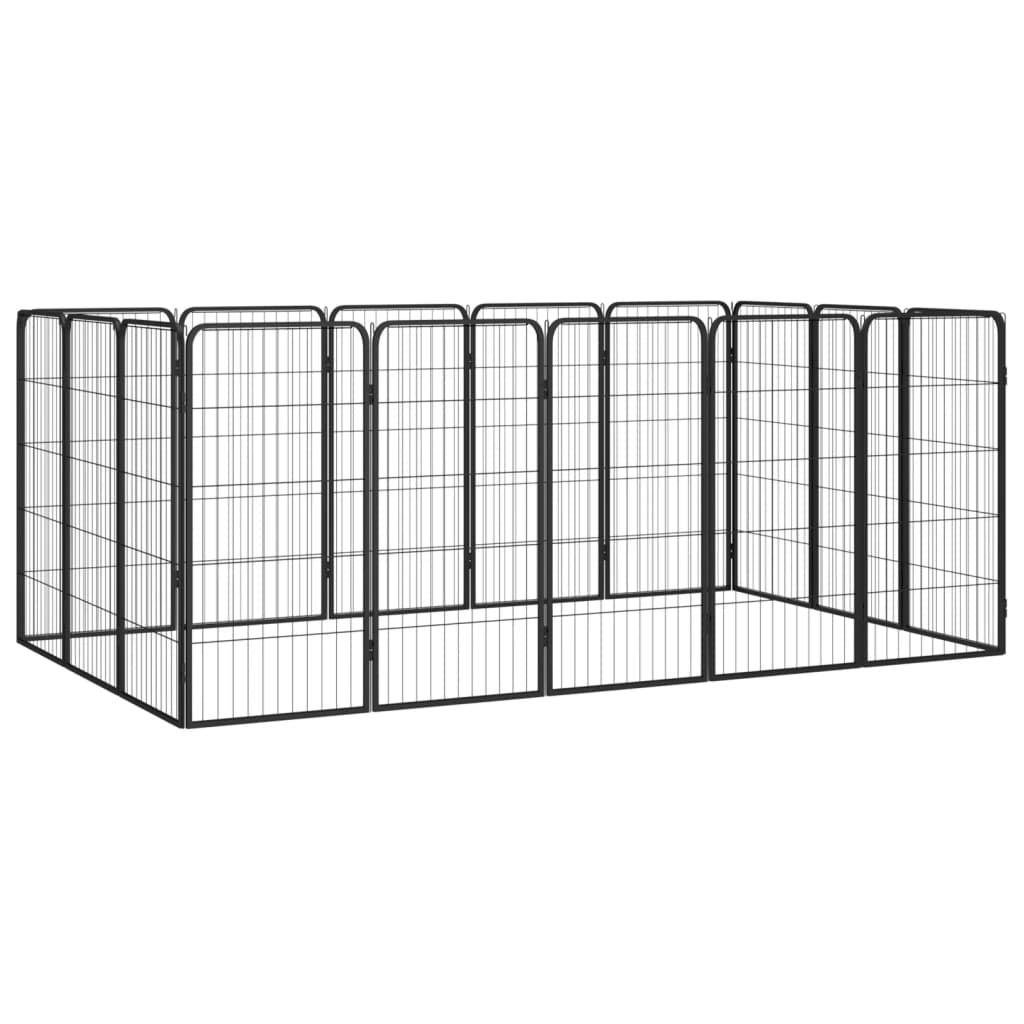 Vidaxl Dog Kennel 16 panneaux 50 x 100 cm en poudre et en acier noir