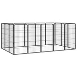 Vidaxl Dog Kennel 16 panneaux 50 x 100 cm en poudre et en acier noir