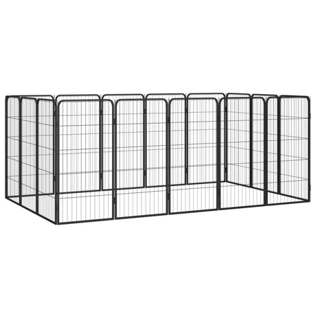 Vidaxl Dog Kennel 16 panneaux 50 x 100 cm en poudre et en acier noir