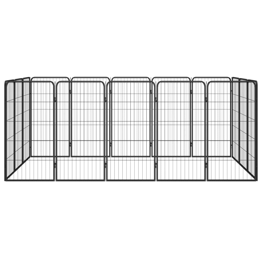 Vidaxl Dog Kennel 16 panneaux 50 x 100 cm en poudre et en acier noir