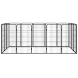 Vidaxl Dog Kennel 16 panneaux 50 x 100 cm en poudre et en acier noir