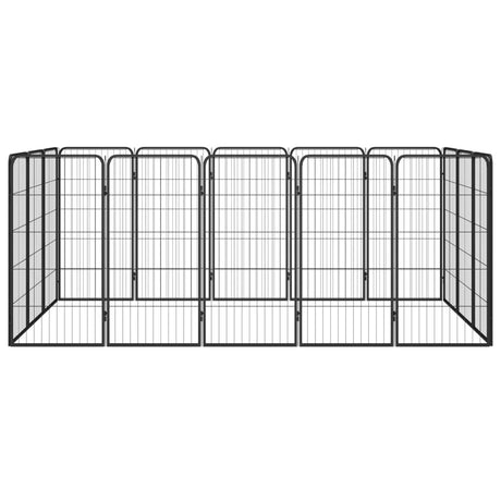 Vidaxl Dog Kennel 16 panneaux 50 x 100 cm en poudre et en acier noir