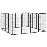 Vidaxl Dog Kennel 16 panneaux 50 x 100 cm en poudre et en acier noir