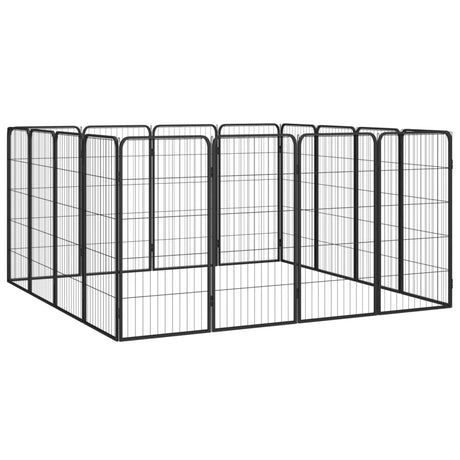 Vidaxl Dog Kennel 16 panneaux 50 x 100 cm en poudre et en acier noir