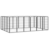 Vidaxl Dog Kennel 20 panneaux 50 x 100 cm en poudre et en acier noir