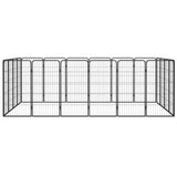 Vidaxl Dog Kennel 20 panneaux 50 x 100 cm en poudre et en acier noir