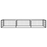 Vidaxl Dog Kennel 8 panneaux 100x50 cm en poudre - en acier noir