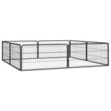 Vidaxl Kennel 8 paneles 100x50 cm en polvo -acero cubierto negro