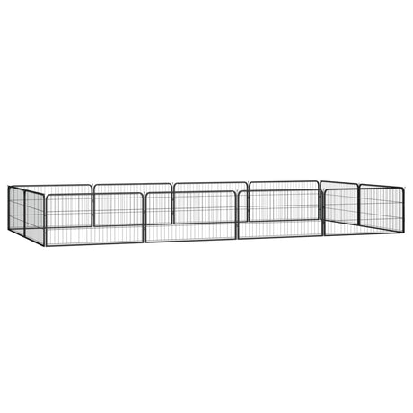 Vidaxl Dog Kennel 12 panneaux 100x50 cm en poudre - en acier noir