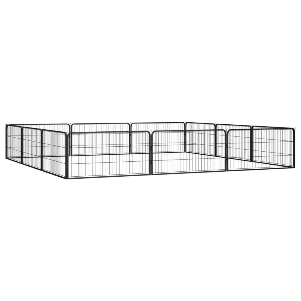 Vidaxl Dog Kennel 12 panneaux 100x50 cm en poudre - en acier noir