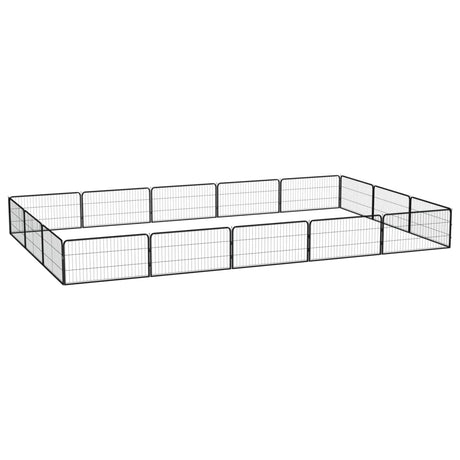 Vidaxl Dog Kennel 16 panneaux 100x50 cm en poudre - en acier noir