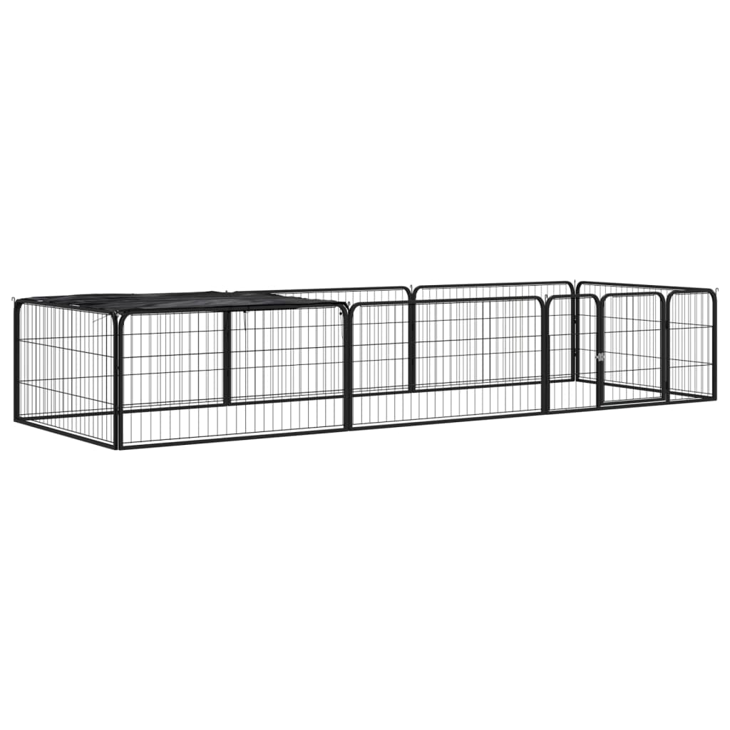 Vidaxl Dog Kennel 8 Panels 100x50 cm pulverlakkert stål svart