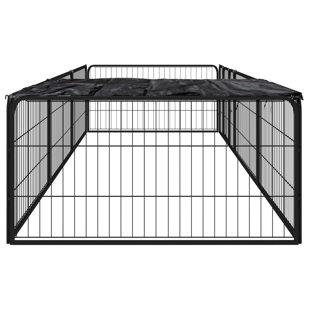 Vidaxl Dog Kennel 8 Panels 100x50 cm pulverlakkert stål svart